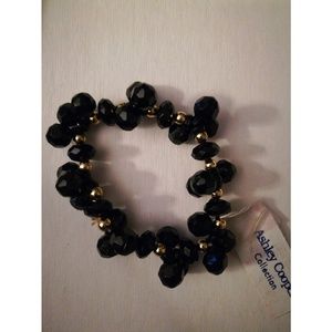 Black Beaded Elastic Bracelet